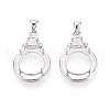 925 Sterling Silver Micro Pave Clear Cubic Zirconia Pendants Claw Cabochon Settings STER-N016-48P-1