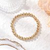 Electroplated Natural Lava Rock Round Beads Stretch Bracelets for Women Men BJEW-JB11982-02-1