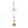 Nuggets Natural Citrine & Glass Round Pendant Decorations HJEW-JM02123-05-1