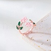Rose Alloy Enamel Cuff Rings for Women FS-WGBA561-06-1