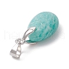 4Pcs 4 Styles Natural Labradorite & Amazonite & Rose Quartz & Amethyst Teardrop Charms PALLOY-JF03589-5
