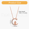 Chinese Zodiac Necklace Chicken Necklace 925 Sterling Silver Rose Gold Rooster on the Moon Pendant Charm Necklace Zircon Moon and Star Necklace Cute Animal Jewelry Gifts for Women JN1090J-2