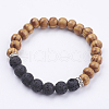 Natural Lava Rock Stretch Bracelets BJEW-JB03635-01-1