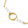 Round Shell Pearl & Brass Ring Box Chain Slider Bracelets for Women BJEW-JB10746-3