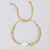 Brass Round Bead Braided Bead Bracelets VB3830-8-1