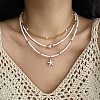 Summer Beach Alloy Starfish Pendant Glass Seed Beaded 3 Layer Necklaces for Women FS-WGF3BD7-01-1