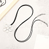 Flower Hollow Flower Bohemian Style Alloy Pendant Black Faux Suede Cord Lariat Necklaces for Women FS-WG7C28D-01-4