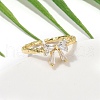 Rack Plating Brass Micro Pave Clear Cubic Zirconia Cuff Rings for Women RJEW-M028-55G-5