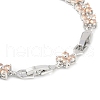 Noble Gift Ideas for Lady Platinum Tone Brass Micro Pave Cubic Zirconia CZ Flower Link Chain Bracelets BJEW-L472-04-1-3
