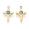 Ion Plating(IP) 304 Stainless Steel Micro Pave Cubic Zirconia Charms STAS-N110-01F-G-1
