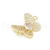 Brass Clear Cubic Zirconia Butterfly Connector Charms KK-D317-140G-2