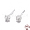 Textured 925 Sterling Silver Ball Stud Earrings EJEW-L202-004A-6