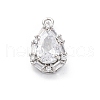 Brass Micro Pave Clear Cubic Zirconia Pendants KK-Z084-09P-04-1