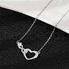 Brass Pave Clear Cubic Zirconia Infinity Heart Pendant Nceklaces for Women NJEW-V011-01P-2