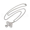 304 Stainless Steel Hollow Moon Star Mushroom Pendant Necklaces for Women NJEW-K283-34P-4
