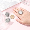 Vintage Adjustable Iron Flower Finger Ring Components Alloy Cabochon Bezel Settings X-PALLOY-O036-03AS-2