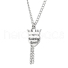 Alloy Crown with Heart Carved Word Knitting Queen Pendants Necklace NJEW-JN04696-2