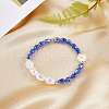 3Pcs Natural Shell & Plastic Pearl Flower & Glass Beaded Necklaces and Stretch Bracelet Set SJEW-SW00010-03-5