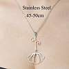 201 Stainless Steel Hollow Leaf Pendant Necklace NJEW-OY001-54-3
