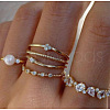 Mixed Style Alloy Rhinestone and Shell and Imitation Pearl Cuff Rings FS-WG24D27-08-1