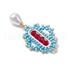 3Pcs 3 Colors Glass Cylinder Seed Beaded Rhombus Pendants PALLOY-MZ00651-4