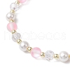 Frosted Dyed Synthetic Moonstone & Shell Pearl Round Beads Stretch Bracelets BJEW-JB11822-01-4