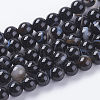 Round Dyed & Heated Natural Black Agate Beads Strands G-G582-6mm-07-1