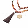 Round Wood & Mixed Gemstone Beaded Double Layer Necklace with Brass Magnetic Claslp NJEW-JN03857-9
