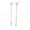 925 Sterling Silver Stud Earring Findings with Cubic Zirconia STER-T007-24P-3