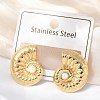 304 Stainless Steel ABS Plastic Pearl Stud Earrings STAS-D368-01A-G-1
