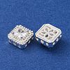 Brass Micro Pave Clear Cubic Zirconia Beads KK-S389-29S-2