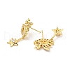 Cubic Zirconia Hobbyhorse with Star Dangle Stud Earrings EJEW-G297-02G-2