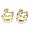 Brass Micro Pave Clear Cubic Zirconia Cuff Earrings EJEW-S201-237G-NR-1