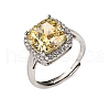 Adjustable 925 Sterling Silver Micro Pave Cubic Zirconia Cuff Rings for Women RJEW-F183-01C-02-4