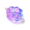 7Pcs 7 Colors Transparent Spray Painted Glass Connector Charms PALLOY-JF03520-01-3