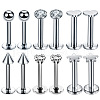6 Styles Stainless Steel Clear Cubic Zirconia Internally Threaded Labrets WG43458-01-1