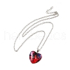 Glass Heart with Cloud Pendant Necklace NJEW-H165-01H-1
