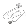304 Stainless Steel Crystal & Jet Rhinestone Yin-yang Pendant Round Snake Chain Necklaces for Women NJEW-Z044-12P-4