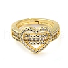 Rack Plating Brass Micro Pave Cubic Zirconia Open Cuff Rings RJEW-K266-08A-G-2