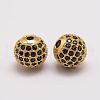 Brass Micro Pave Cubic Zirconia Beads X-ZIRC-E110-06G-1