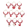 Valentine's Day Alloy Enamel Pendants Wine Glass Charms Sets AJEW-JO00223-1