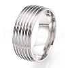 201 Stainless Steel Grooved Finger Ring Settings STAS-WH0047-07S-2