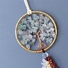 Flat Round with Tree of Life Natural Fluorite Chips Pendant Decorations TREE-PW0003-18-2