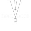 925 Silver Double Layer Star Moon Pendant Necklaces XF3339-2-1