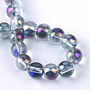 Half Plated Transparent Glass Beads Strands EGLA-Q062-8mm-B05-3