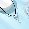 Cylinder Seed Beaded Evil Eye & Alloy Pyramid Cone Pendant Necklaces NJEW-MZ00105-02-1