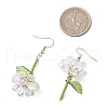 304 Stainless Steel Flower Dangle Earrings EJEW-MZ00461-01-3