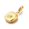Flat Round 304 Stainless Steel Rhinestone Pendants Decoration STAS-R159-53G-05-2