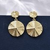 Flat Round Brass Dangle Stud Earrings EJEW-R025-25G-1