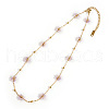 Glass Wrapped Flower Stainless Steel Handmade Link Chain Necklace Jewelry Accessory ZJ4329-3-2